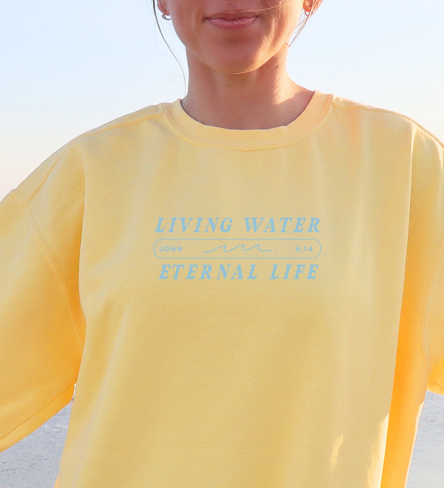 Living Water, Eternal Life John 4:14 - Comfort Colors crewneck