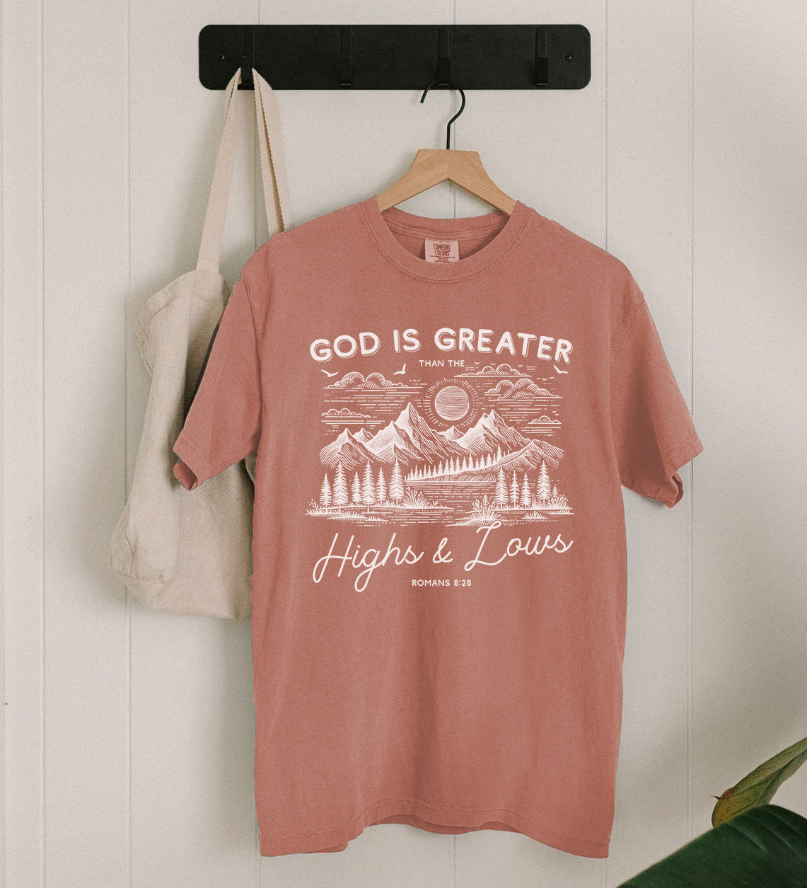 God is Greater than the highs and lows | Comfort Colors tee
