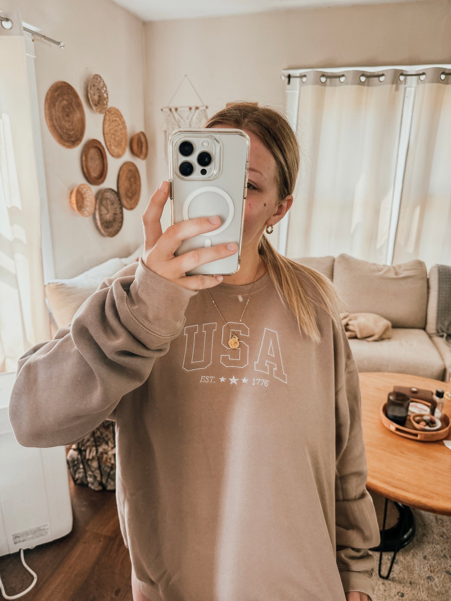 Embroidered USA crewneck