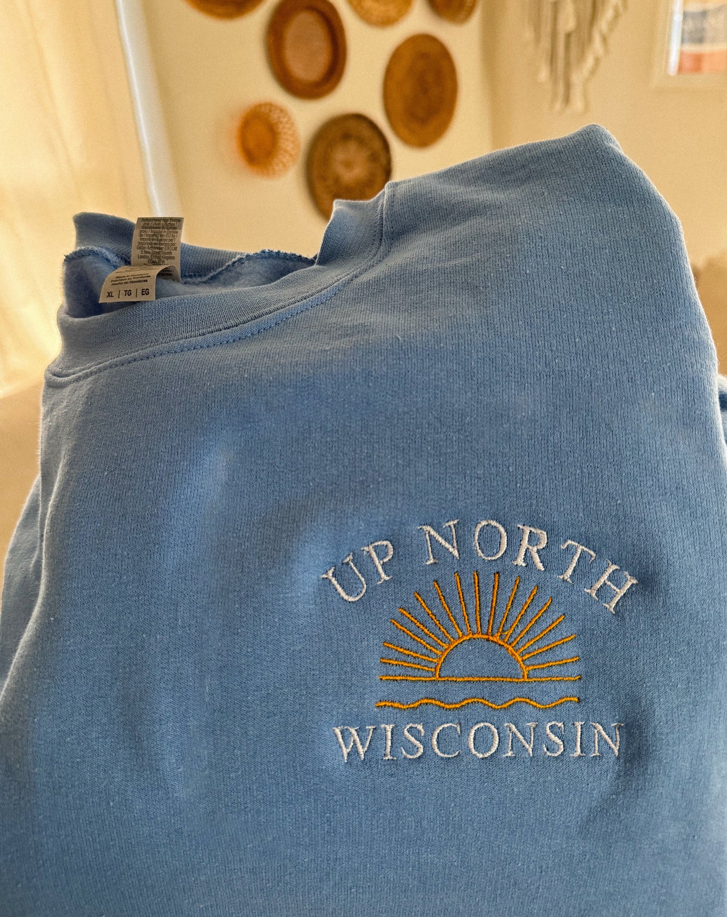 Up North, Wisconsin embroidered crewneck