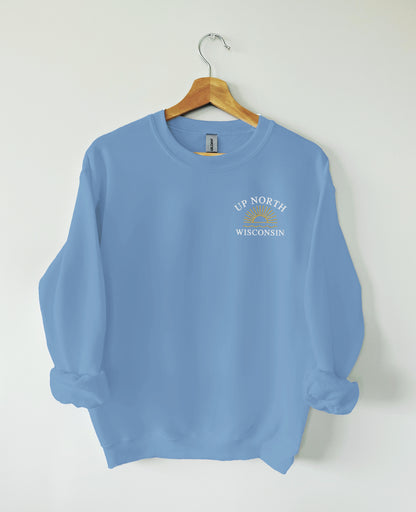 Up North, Wisconsin embroidered crewneck