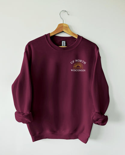 Up North, Wisconsin embroidered crewneck