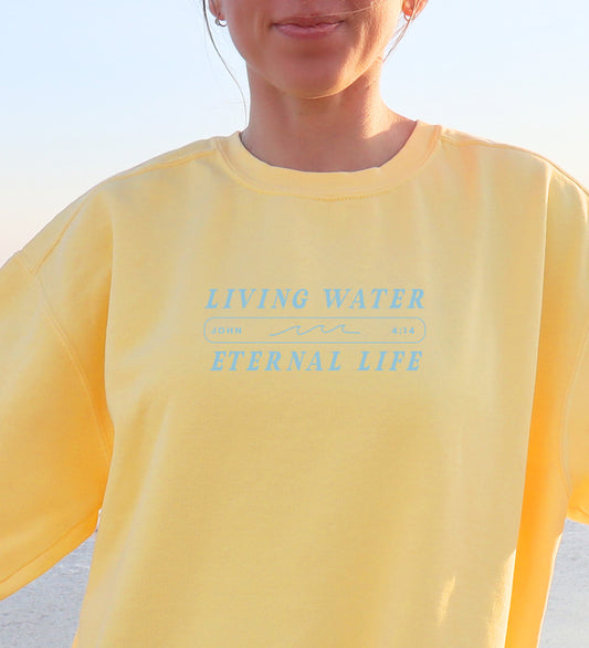 Living Water, Eternal Life John 4:14 - Comfort Colors crewneck