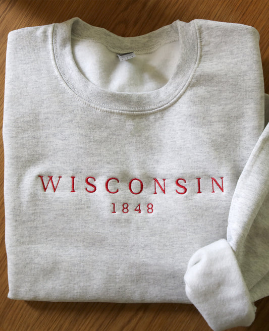 Embroidered Wisconsin crewneck